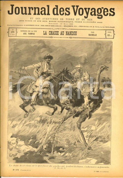 1900 JOURNAL DES VOYAGES Vie aux pampas - Chasse au nandou *Revue n°171