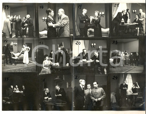 1960 ca TEATRO MILANO "Ho ucciso il conte" *Foto di scena 12 provini 24x18 Fotografia d'epoca composta da dodici provini.  FORMATO: 24x18 cm  CONDIZIONI: buone (piegatura centrale).  Vera fotografia d'epoca, originale, autentica.     originale e autentica 1