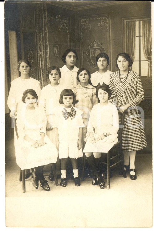 1925 ca MELARA Gruppo di bambine con istitutrice - Foto cartolina F. BORGHI