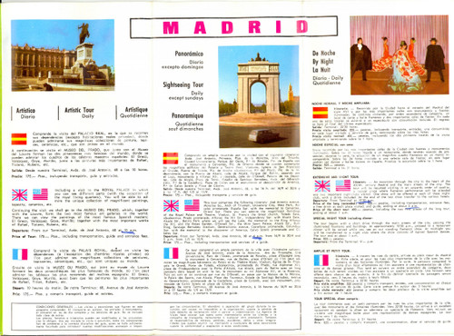 1960 ca MADRID (SPAGNA) Mappa città con indicazioni turistiche e pubblicità