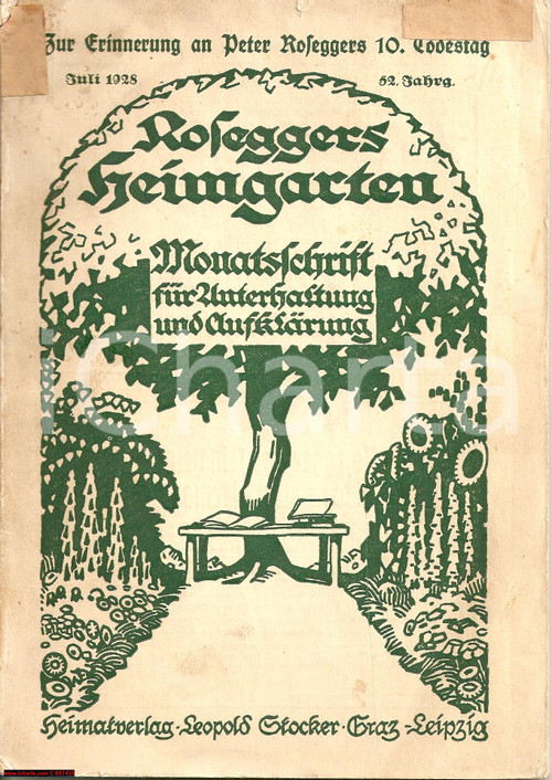 Giornale, rivista storica 1928 ROSEGGERS Heimgarten ILLUSTRATO Kathreiners Kneipp 1
