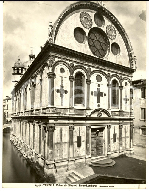 Fotografia d epoca originale 1930 ca VENEZIA Chiesa dei Miracoli  Pietro Lombardo Foto ANDERSON 19x25 cm 1