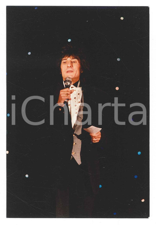 1990 ca MUSICA Ronnie WOOD Chitarrista dei ROLLING STONES Foto 10x15 cm Fotografia d'epoca.  FAIR/discreto Lievi smussature agli angoli Formato: 10x15 originale e autentica 1