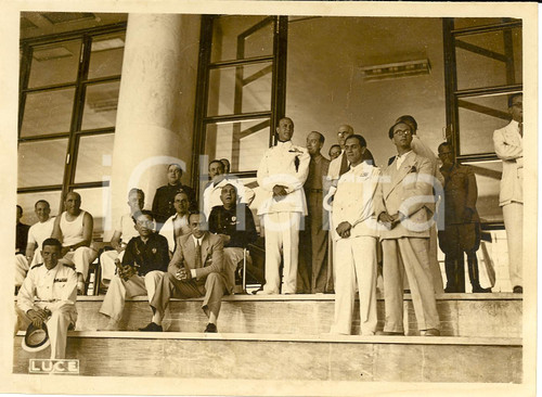 Fotografia d'epoca originale 1938 ROMA AutoritÃ  fasciste alla piscina Foro MUSSOLINI 1