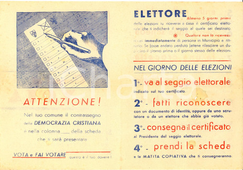 Oggetto da collezione cartaceo 1948  Vota DEMOCRAZIA CRISTIANA Elezioni amministrative  Opuscolo 1