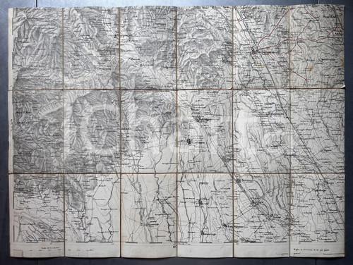 1880 ca PIEMONTE - VALSESIA -GATTINARA - ROMAGNANO Mappa su tela 72x53 cm Mappa pieghevole d'epoca, montata su tela. GOOD/buono  Formato: 43x34 cm originale e autentica 1