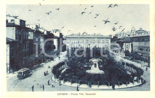 Cartolina originale da collezione 1935 ca LIVORNO Stormo di uccelli su Piazza Vittorio Emanuele Cartolina FP NV 1