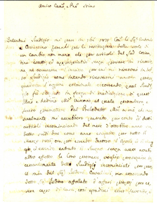 Manoscritto, lettera originale 1826 NORCIA PG Angelo PELLEGRINI procede contro debitori protetti dal vescovo 1