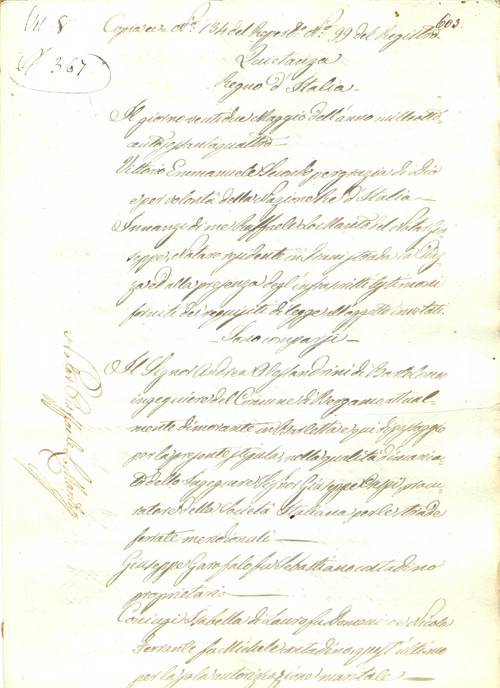 Documento originale, autentico 1864 TRANI SocietÃ  Italiana STRADE FERRATE MERIDIONALI danneggia contadini 1