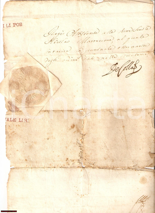 Manoscritto, lettera originale 1714 LAORCA LC Nicolao MAZZUCONE al SS. Sacramento 1