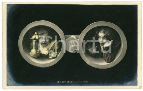 1906 ENFANTS - LES JUMELLES - La Surprise - Carte postale CPA  Cartolina postale d'epoca, viaggiata.CONDIZIONI: GFORMATO: FP    originale e autentica 1