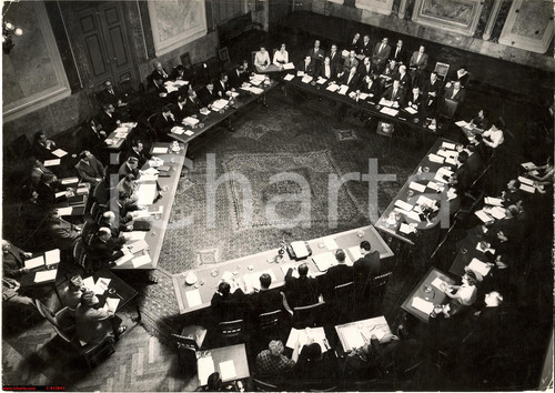 Fotografia d'epoca originale 1955 WIEN (AU) Firma trattato Indipendenza AUSTRIA al Castello BELVEDERE *Foto 1