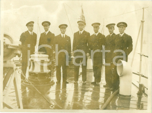 Fotografia d epoca originale 1932 MARINA DA GUERRA Ufficiali schierati sul ponte Fotografia 1
