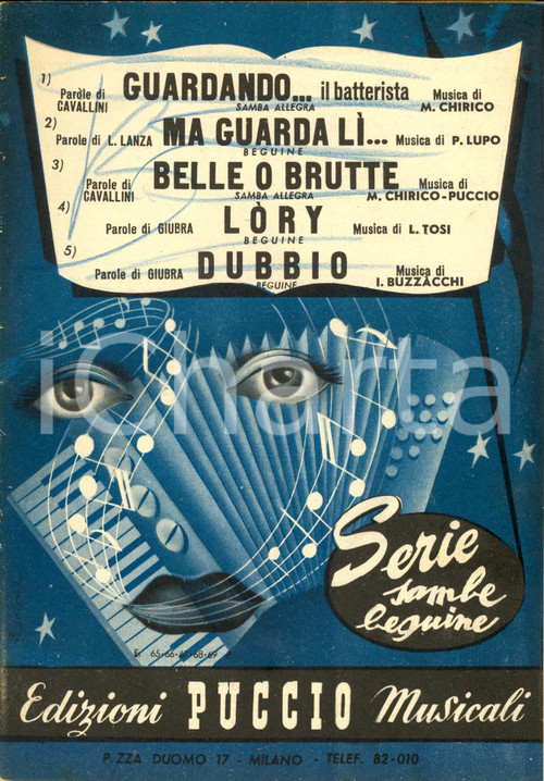 Oggetto da collezione cartaceo 1949 SAMBE BEGUINE Guardando il batterista, Lory Spartiti 1