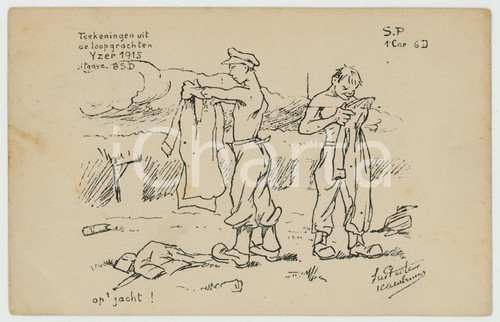 1916 WW1 - HUMOUR Changement d'uniforme entre les soldats - Carte postale FP  Cartolina postale d'epoca, non viaggiata. FAIR/discreto Lievi smussature agli angoli, piegatura all'angolo inferiore sinistro Formato: FP originale e autentica 1