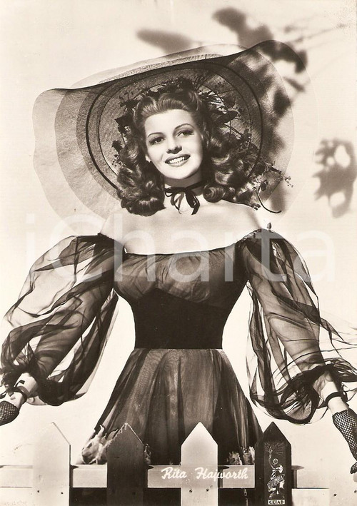 Cartolina originale da collezione 1950 ca CINEMA Actress Rita HAYWORTH Portrait with hat *Cartolina FG NV 1