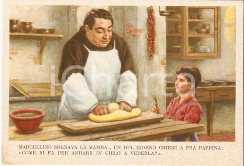 Cartolina originale da collezione 1955 circa MARCELLINO PANE E VINO Ill. Dario Gobbi MARCELLINO SOGNA LA MAMMA FG 1