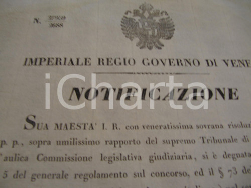 Documento originale, autentico 1846 VENEZIA Concorsi valgono dal giorno, non dall ora dell editto MANIFESTO 1