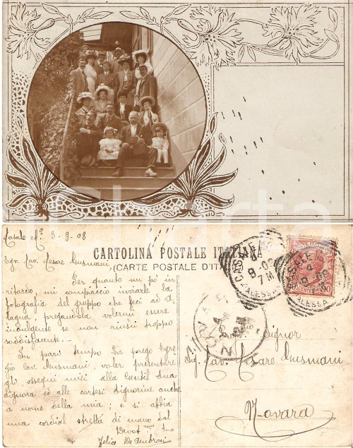 Cartolina originale da collezione 1908 CASALE MONFERRATO (AL) Foto Felice DE AMBROSI a Cesare GUSMANI *Cartolina 1