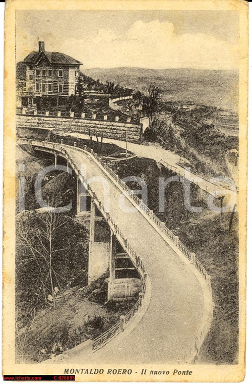 Cartolina originale da collezione Montaldo Roero anni '30 *L'abitato col nuovo ponte 1