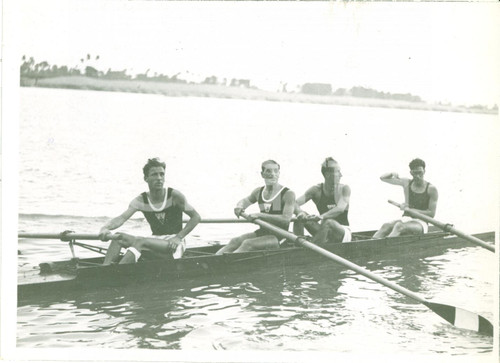 Fotografia d epoca originale 1934 MILANO Littoriali atletica GUF Squadra FIRENZE di canottaggio all Idroscalo 1