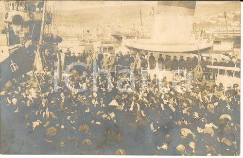 Cartolina originale da collezione 1920 LA SPEZIA ? Partenza crociera addestramento REGIA MARINA Foto cartolina 1