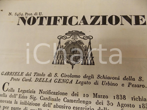 Documento originale, autentico 1844 STATO PONTIFICIO Contro l esercizio abusivo della professione del sensale 1
