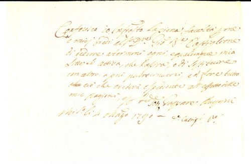 Manoscritto, lettera originale 1790 MILANO Procura di Gaspare RUSPINI a Giovanni Battista CASTIGLIONE 1