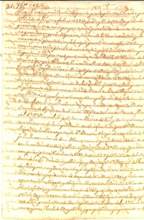 Documento originale, autentico 1751 VALENCIA Lettera Estevan PELEGRÃŒ sui censi della cappellania RIPOLL 1