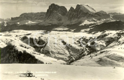 Cartolina originale da collezione 1957 BOLZANO DOLOMITI Veduta Alpe SIUSI e SASSOLUNGO *Cartolina DANNEGGIATA VG 1