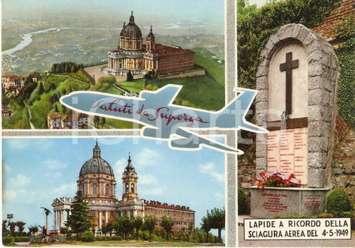 Cartolina originale da collezione 1968 TRAGEDIA DI SUPERGA Vedutine con lapide commemorativa *Cartolina FG NV 1