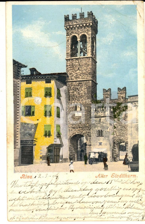 Cartolina originale da collezione 1904 RIVA DEL GARDA (TN) Alter Stadtthurm *Cartolina postale FP VG 1