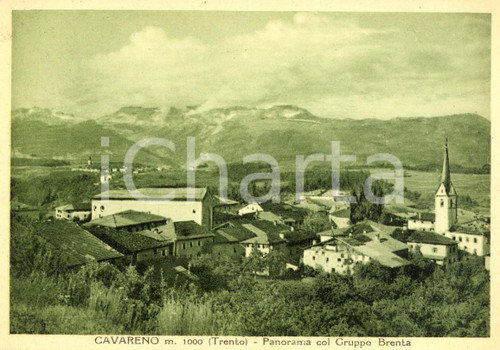 Cartolina originale da collezione 1940 ca CAVARENO (TN) Panorama del paese con Gruppo del BRENTA *Cartolina FG VG 1