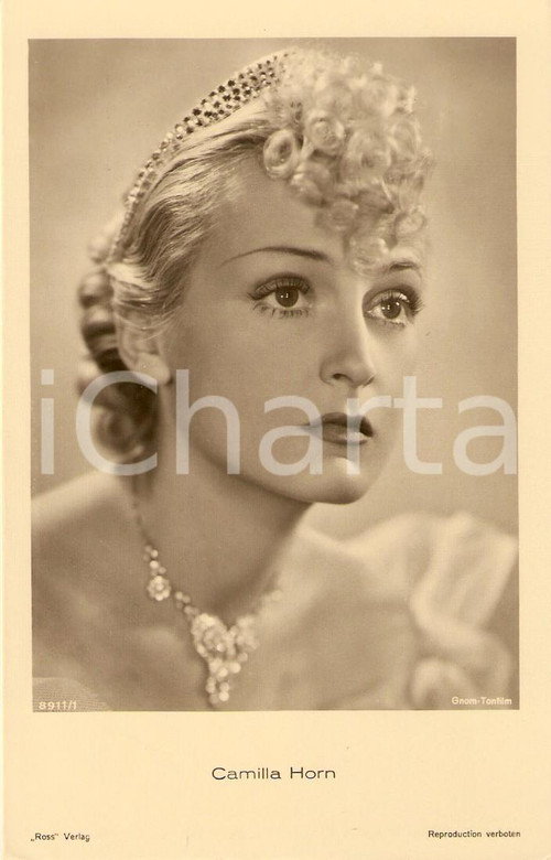 Cartolina originale da collezione 1930 ca CINEMA Attrice Camilla HORN Ritratto con diadema *Cartolina FP NV 1