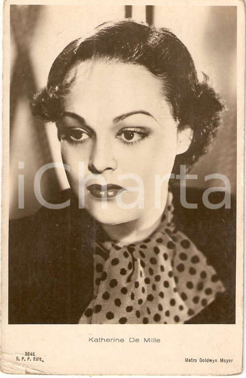 Cartolina originale da collezione 1936 CINEMA Portrait Katherine DEMILLE Actress METRO GOLDWYN MAYER *Cartolina FP 1