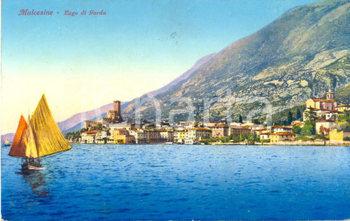 Cartolina originale da collezione 1928 MALCESINE (VR) Panorama dal Lago di GARDA *Cartolina ANIMATA FP VG 1