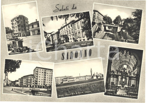 Cartolina originale da collezione 1960 ca SARONNO (VA) Vedutine Saluti da SARONNO FG NV 1