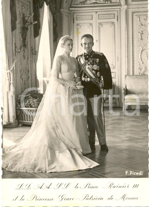 Cartolina originale da collezione 1956 PRINCIPATO MONACO Matrimonio Ranieri III e Grace KELLY *Cartolina FG NV 1