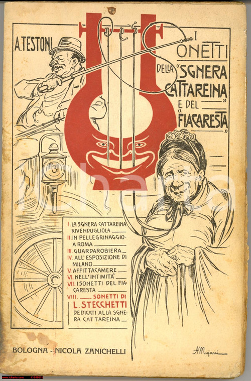 Libro, pubblicazione d'epoca 1919 Alfredo TESTONI I sonetti della Sgnera Cattareina e del Ficaresta 1