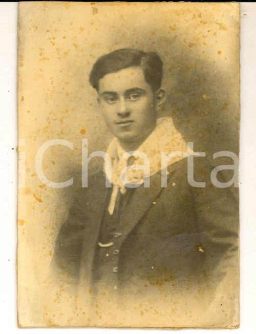 Fotografia d epoca originale 1890 ca IVREA Ritratto di GIOVANE COLLEGIALE Fotografia MARIANI 10x13 cm 1