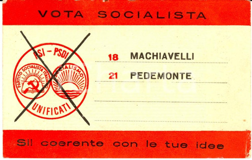 Oggetto da collezione cartaceo 1948 PSI PSDI Elezioni politiche Vota SOCIALISTA 1