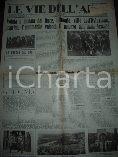 Giornale, rivista storica 1935 VIE DELL ARIA Visita del DUCE a nuova cittÃ  GUIDONIA Illustrato Giornale 1