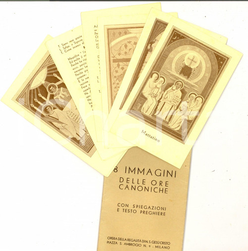1950 ca MILANO SANT'AMBROGIO 8 immagini delle ore canoniche con preghiere