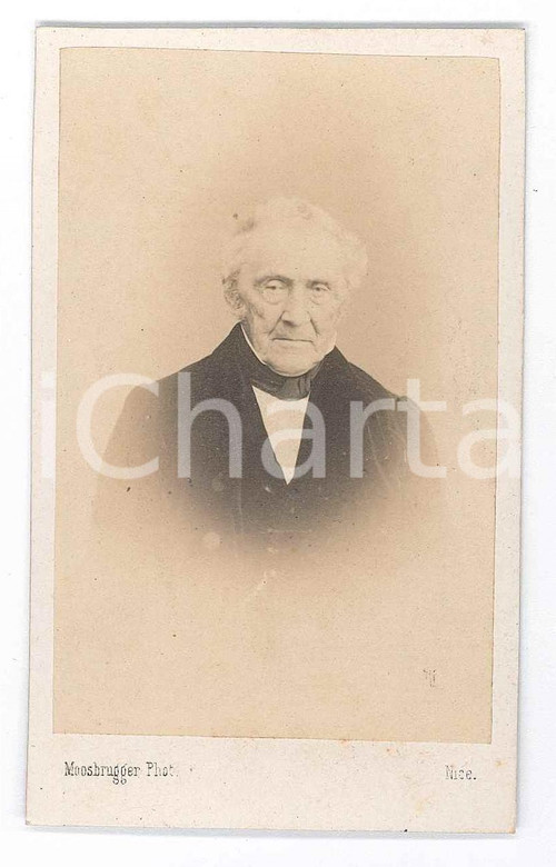 1870 ca NICE (F) Ritratto maschile - Busto *Foto MOOSBRUGGER CDV Fotografia originale d'epoca, montata su cartoncino morbido. GOOD/buono  Formato: 6x10 cm originale e autentica 1
