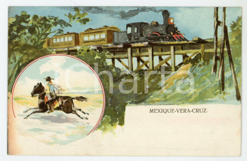 1900 ca MEXIQUE - VERACRUZ Chemins de fer illustrés - Carte Postale FP NV  Cartolina postale d'epoca, non viaggiata.CONDIZIONI: FAIRFORMATO: FP    originale e autentica 1