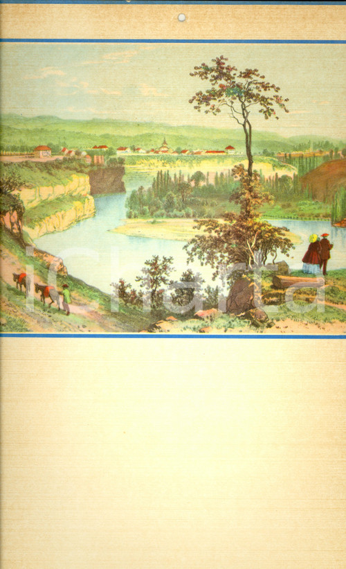 Oggetto da collezione cartaceo 1955 ca MODERNARIATO Calendario perpetuo VINTAGE Scena campestre 24x44 2 1