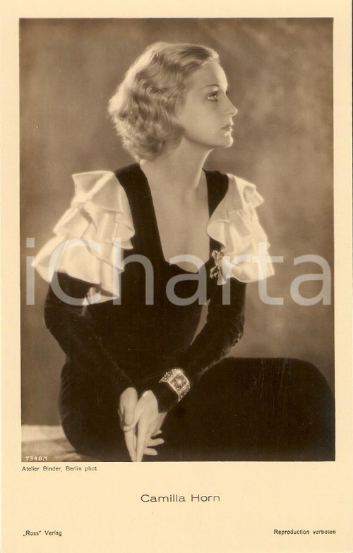 Cartolina originale da collezione 1935 ca CINEMA Actress Camilla HORN Portrait with bracelet *Cartolina (1) 1
