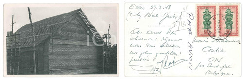 1930 ca Casimir ZAGOURSKI «L'Afrique qui disparaît» Bakuba, une maison ^Postcard  Fotocartolina postale d'epoca, appartenente alla serie &laquo;L'Afrique qui dispara&icirc;t&raquo; del fotografo Casimir Zagourski (L&eacute;opoldville).Viaggiata nel 1948.CONDIZIONI: GFORMATO: 14x9 cm     originale e autentica 1