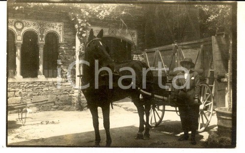 1930 ca MILANO Viale Romagna - Fattoria VOLONTE' - Proprietaria con calesse FOTO Rara fotografia d'epoca, scattata all'interno della fattoria del costruttore Luigi Volont&egrave;, situata nell'attuale viale Romagna (angolo viale Sidoli) e successivamente abbattuta. CONDIZIONI: GFORMATO: 14x9 cm      originale e autentica 1