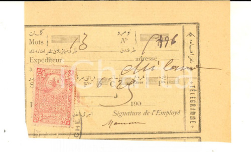 1909 STORIA POSTALE ISTANBUL PERA Ricevuta telegramma per Milano *Bollo 5   CONDIZIONI: fair       originale e autentica 1